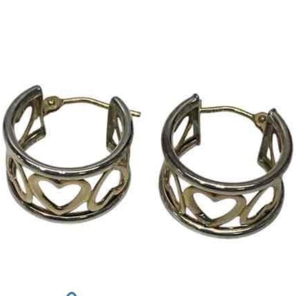 *SOLD* 14K Gold & Sterling Silver Heart Bangle / Bracelet & Earring Set - Picture 15 of 15